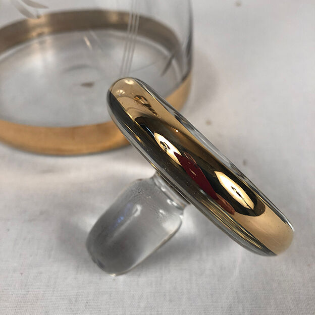 Schneider carafe cut glass and gold nets