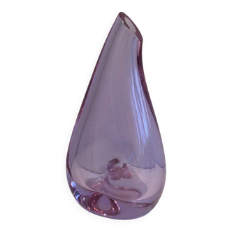Purple glass piriform vase. Circa 1970.