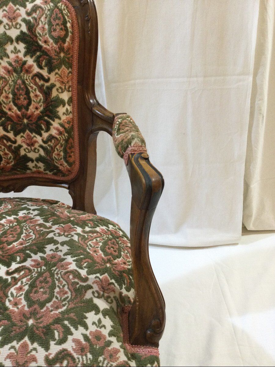 Louis xv style armchair in walnut