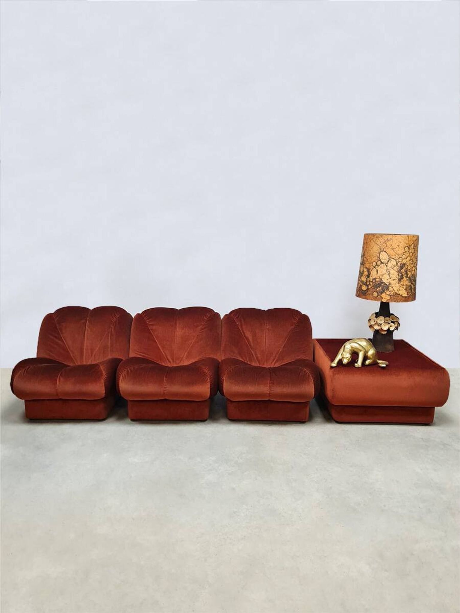 Vintage Italian design modular sofa 'Burnt orange'
