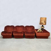 Vintage Italian design modular sofa 'Burnt orange'