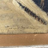 Signed village landscape