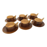 Vintage wooden cups and saucers in teak