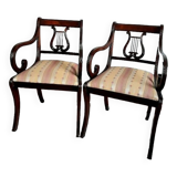 Pair of Charles X style Lyre-backed armchairs