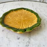 Leaf tray in yellow and green slip 60s-70s
