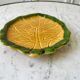 Leaf tray in yellow and green slip 60s-70s