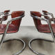 Dutch design vintage tubular chrome leather dining chairs Metaform