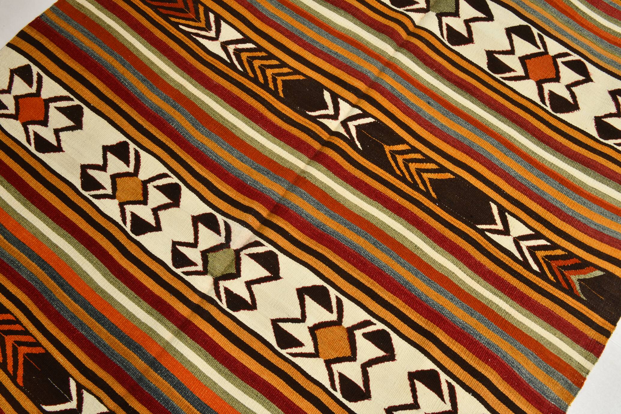 5x9 Striped Anatolian Kilim Rug, Turkish Kilim Rug, 148x264Cm