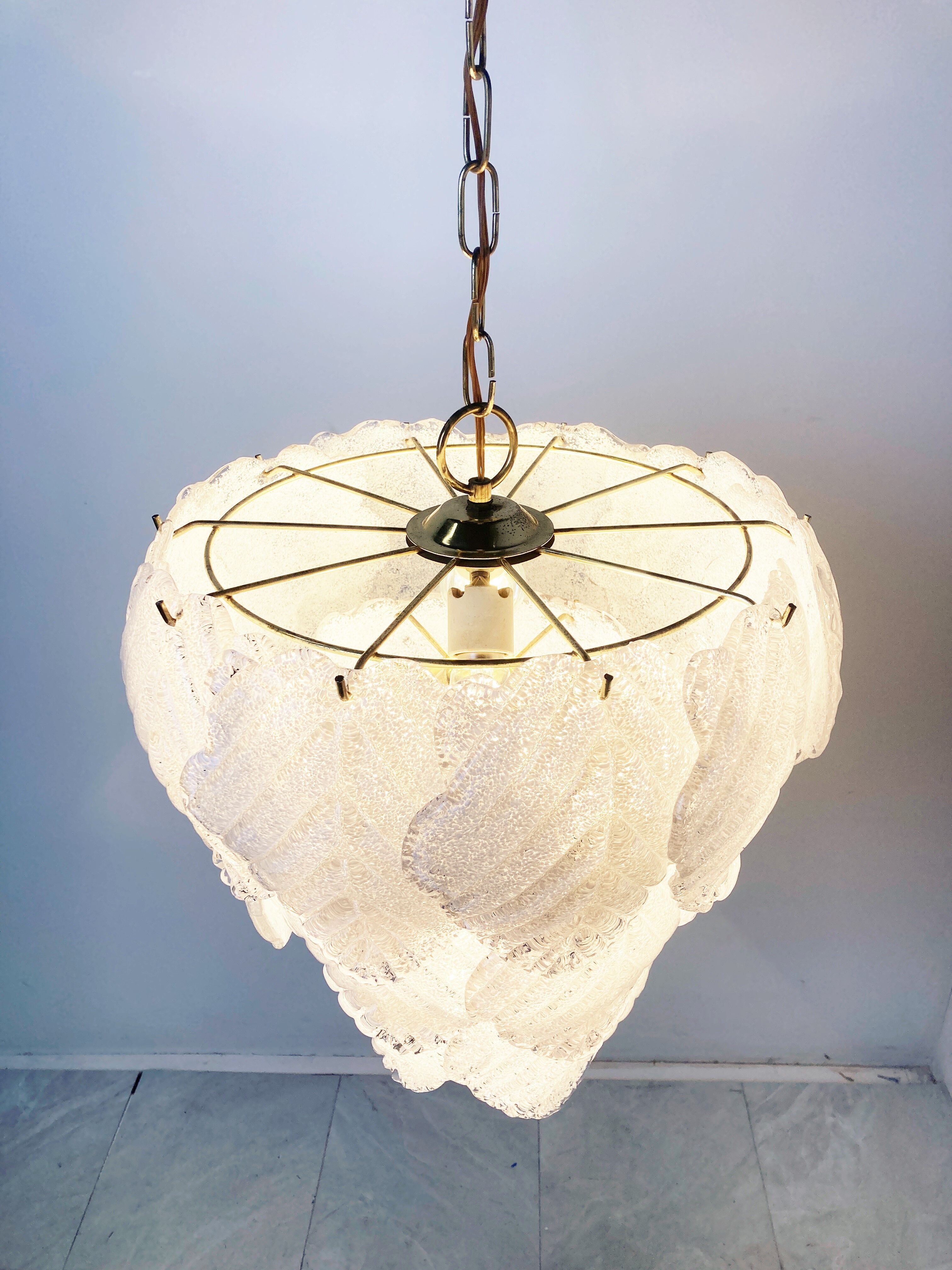 Vintage murano leaf chandelier, 1970s