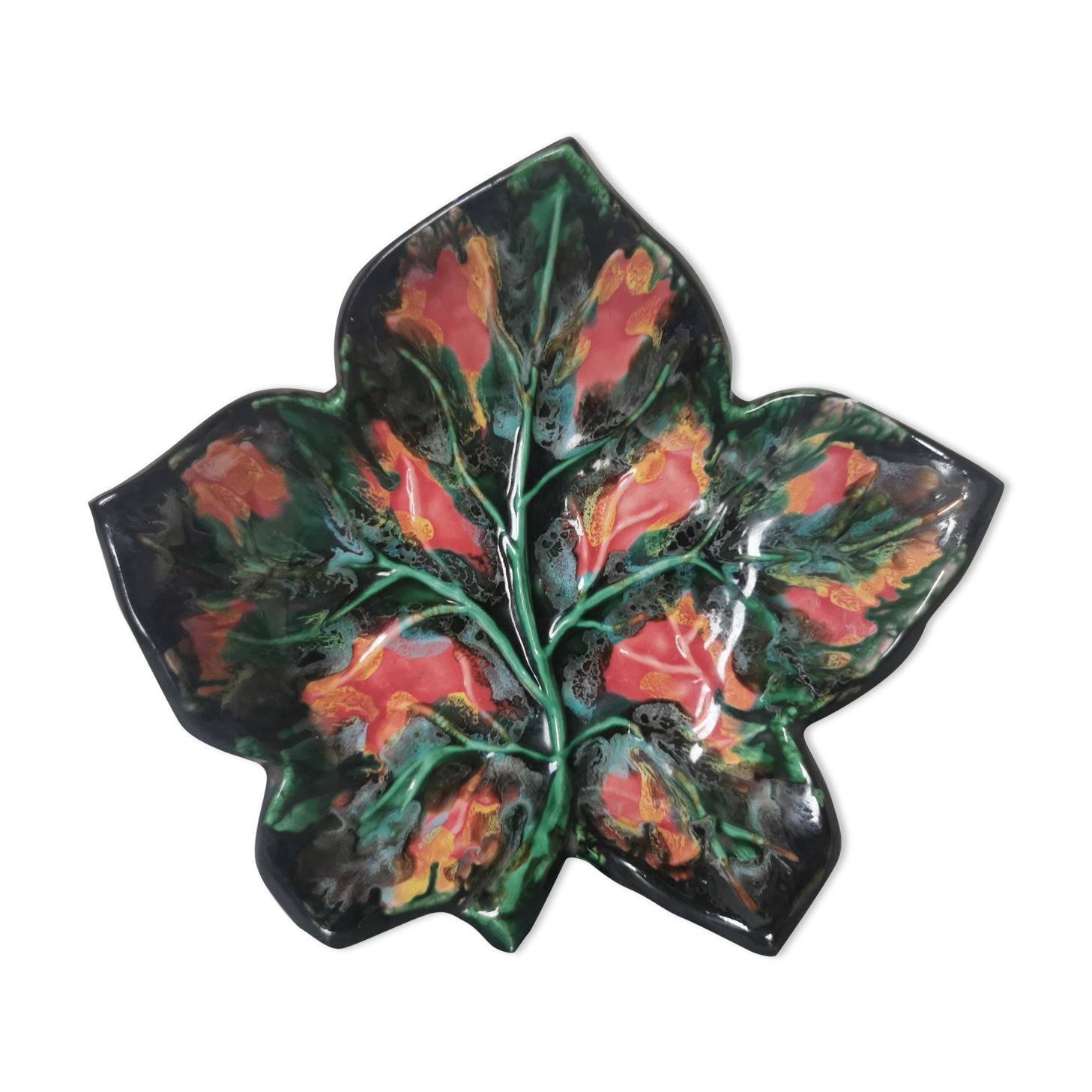 Vintage glazed ceramic trinket bowl