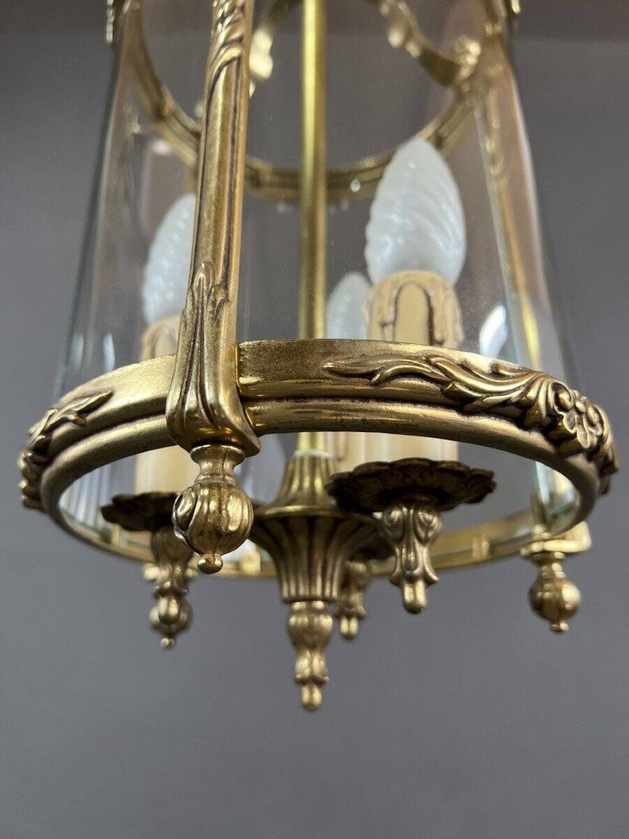 Louis XVI style lantern in bronze and glass, 20th century
