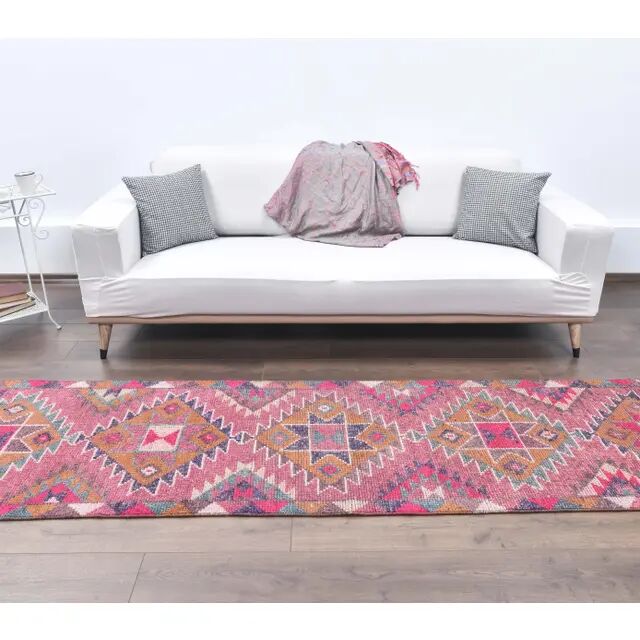 Vintage Turkish hand-knotted tribal runner 82x382