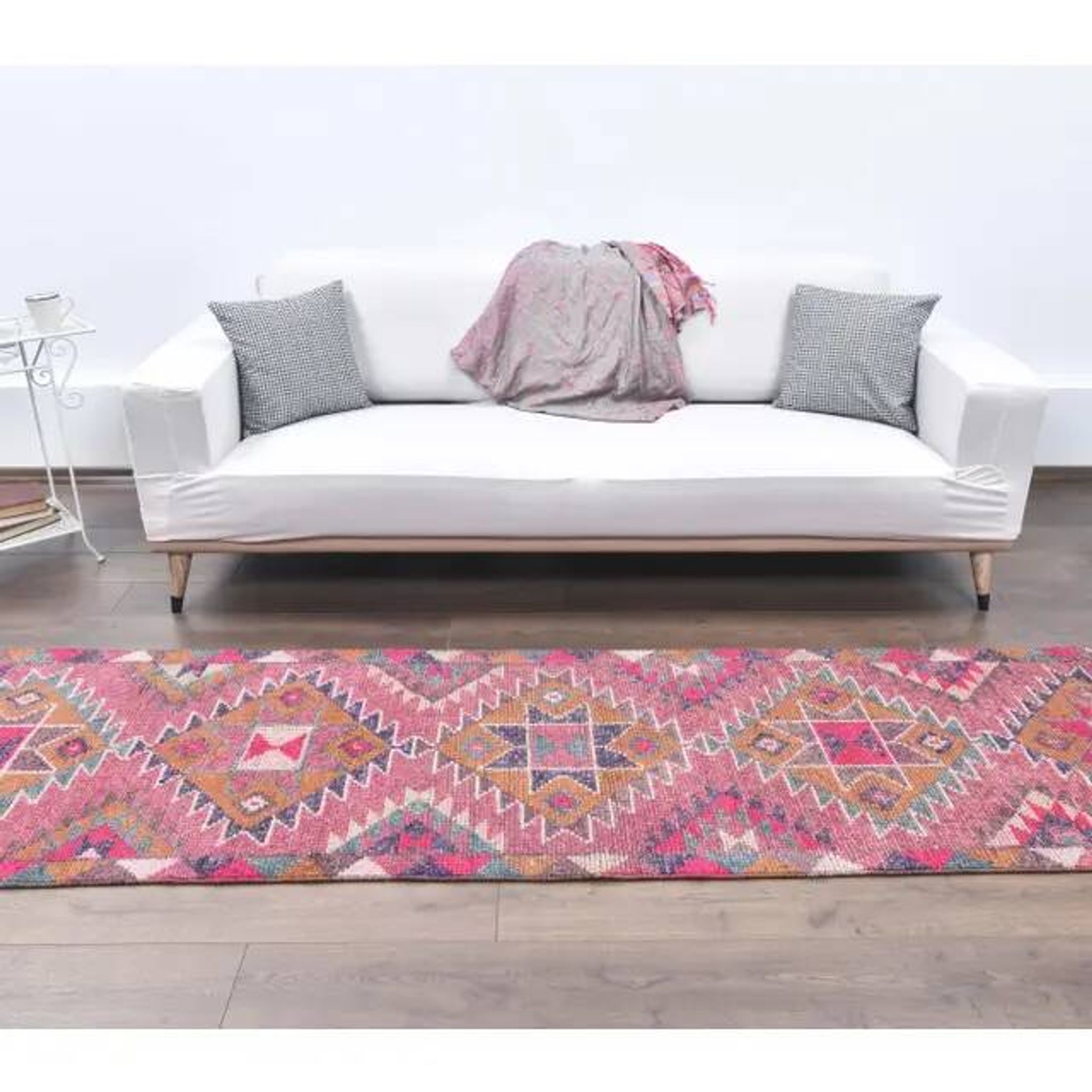 Vintage Turkish hand-knotted tribal runner 82x382