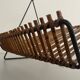 Mid-century black metal and rattan magazine rack, 1960, Italy