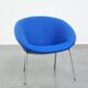Vintage blue Walter Knoll German design lounge chair model 369 with a new seat