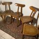 Set of 5 old wooden bistro chairs vintage "banana" folders