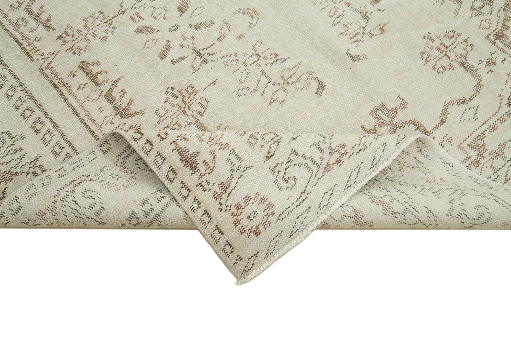 Handmade rustic oriental beige rug 163 x 267 cm