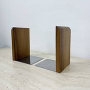 Paire de serre-livres en bois vintage, années 1970
