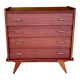 Commode vintage à 4 tiroirs, pieds compas circa 1960s
