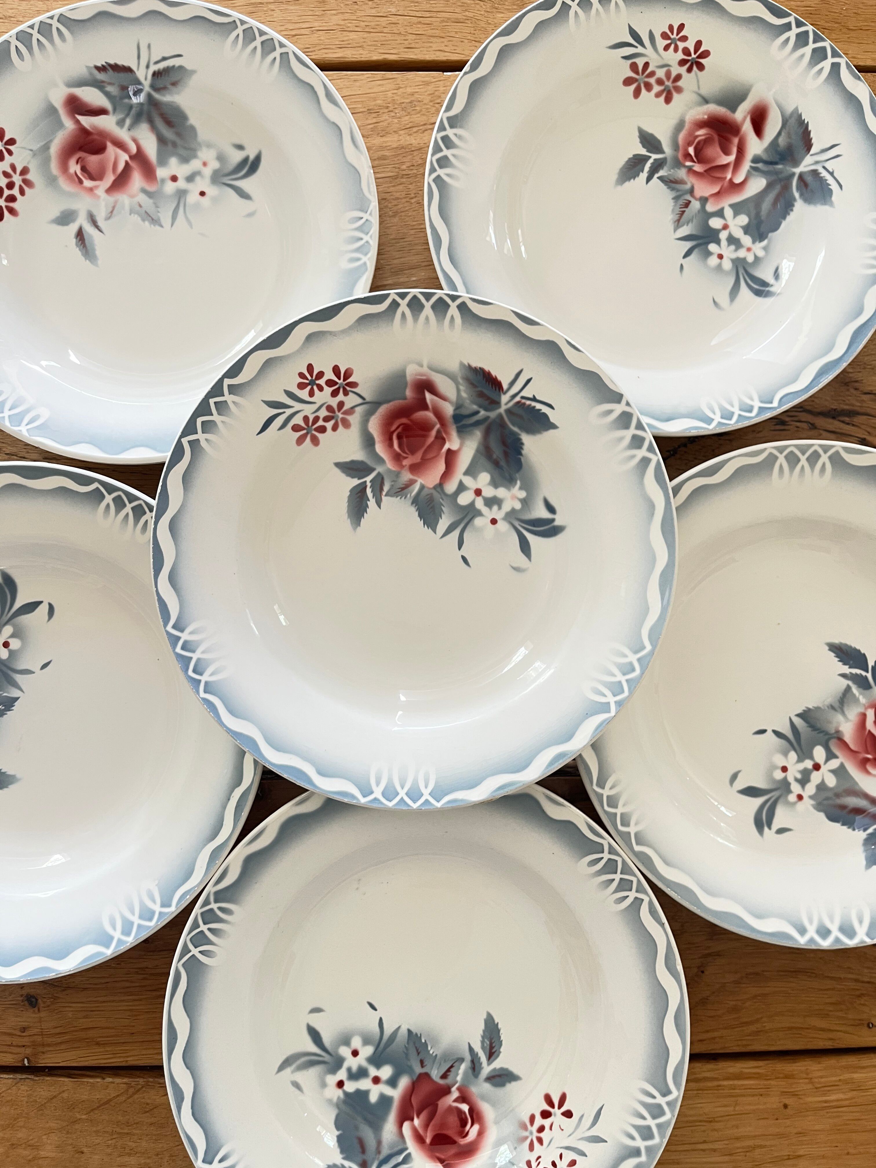 6 vintage deep plates