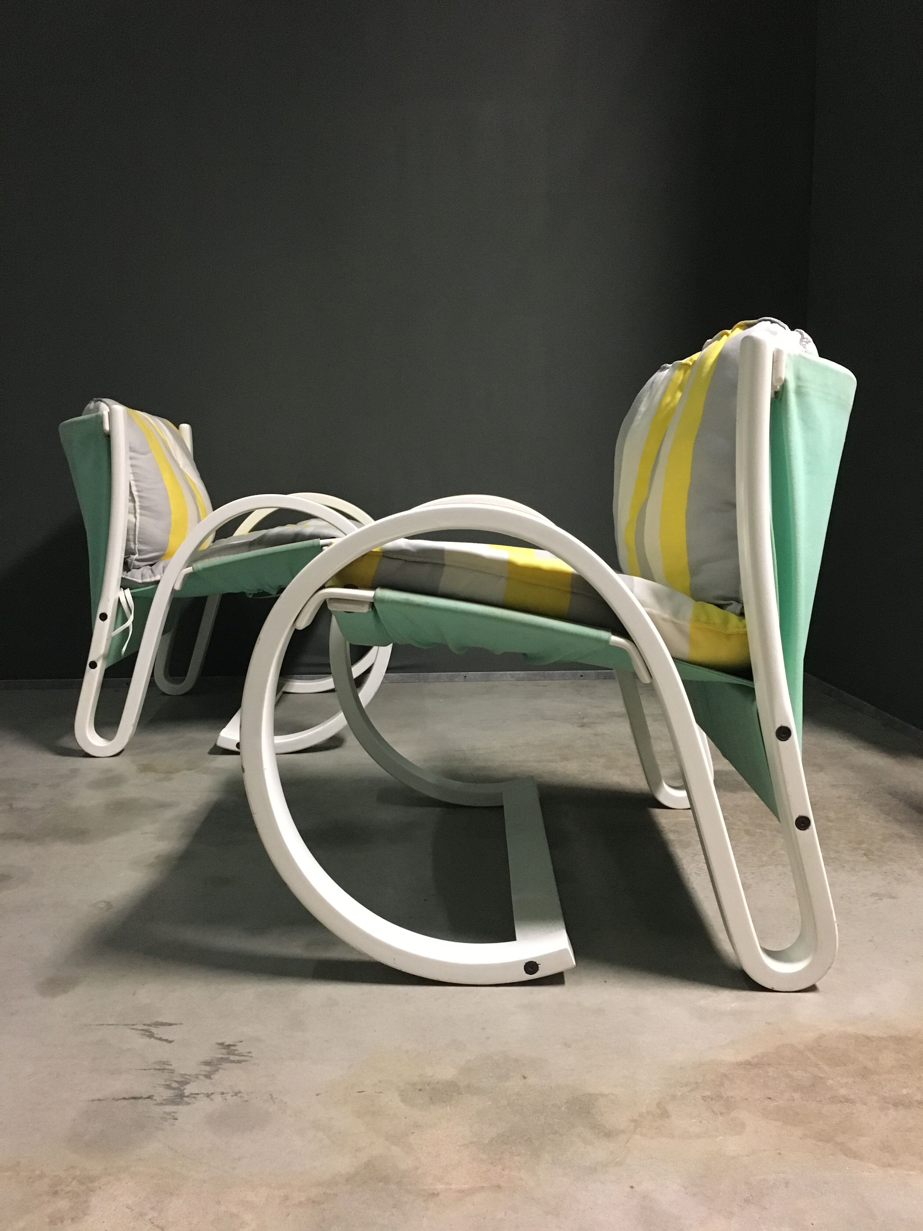 Chaises longues italiennes en contreplaqué années 1980