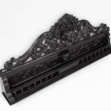 Richly carved baroque black wooden sculptured shelf, France ca. 1850