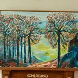 Original vintage Swedish oil on canvas – "Autumn Trees"