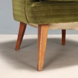 Fauteuils vintage velours vert d'origine Italie des années 1950 originaux