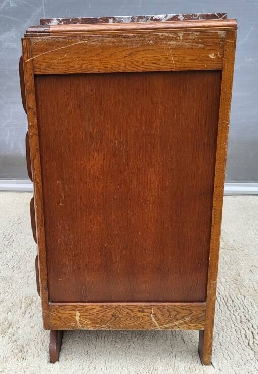 1930 Art Deco chest of drawers with recessed pink marble