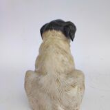 Chien en terre cuite peinte