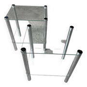2 vintage 1980 rectangular sofa ends 2 translucent trays round tube