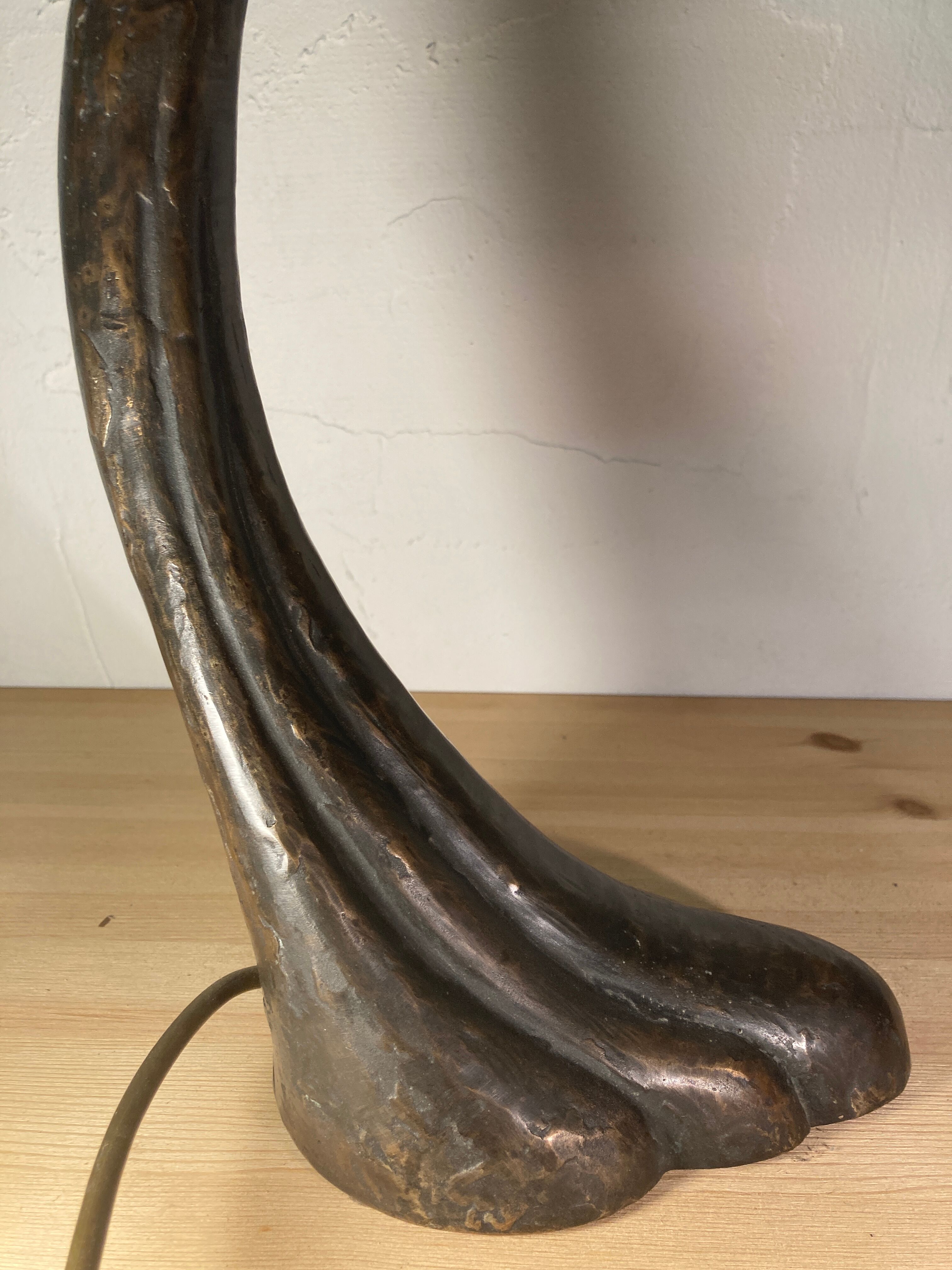 Art Deco organic mushroom bronze Murano bubble glass desk lamp