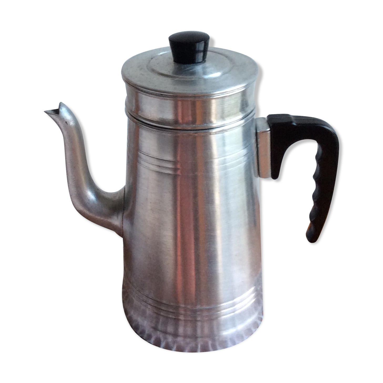 Old complete aluminum coffee maker le trèfle bakelite handle