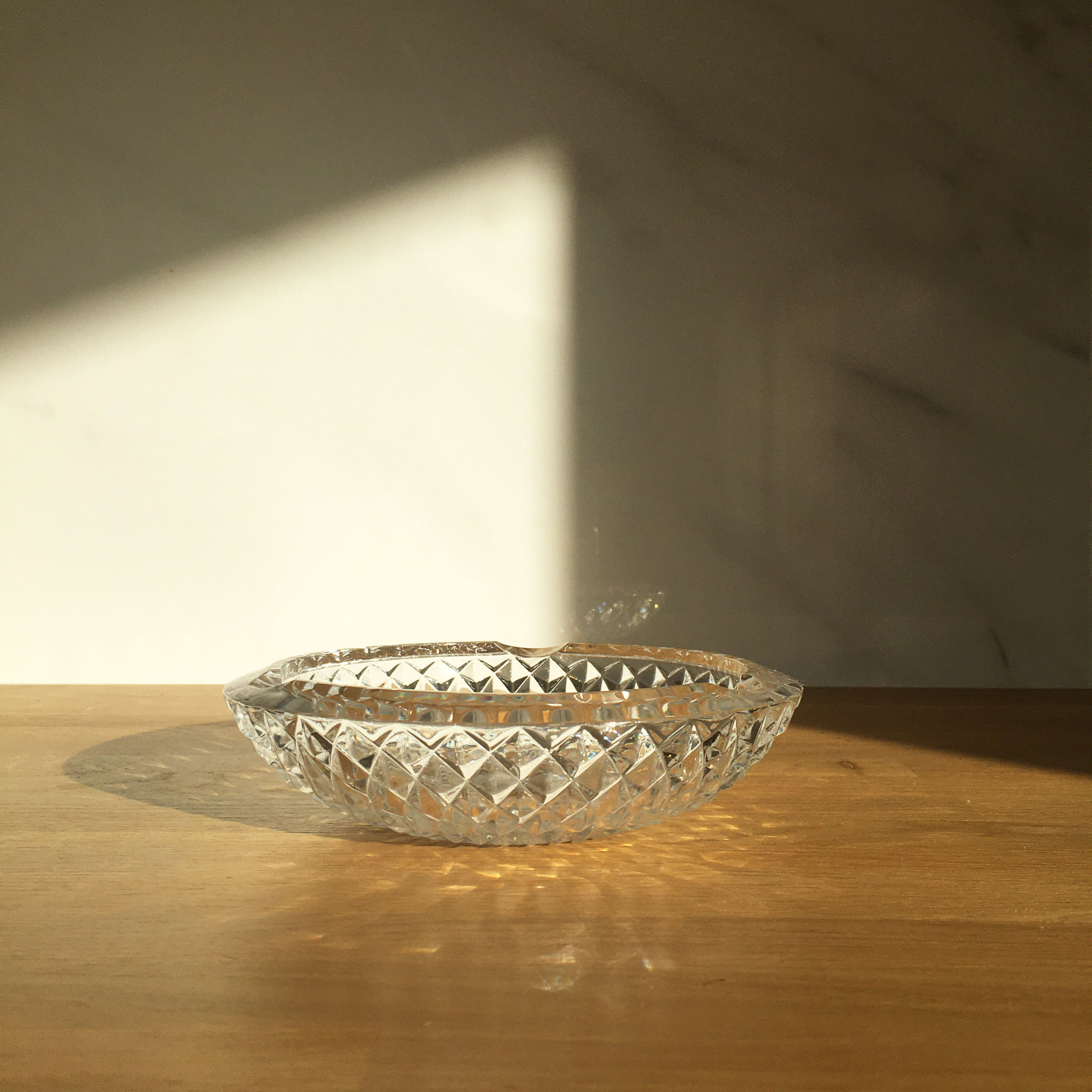 Chiseled glass ashtray