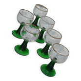 6 verres gravés Roemer sur pied torsadé