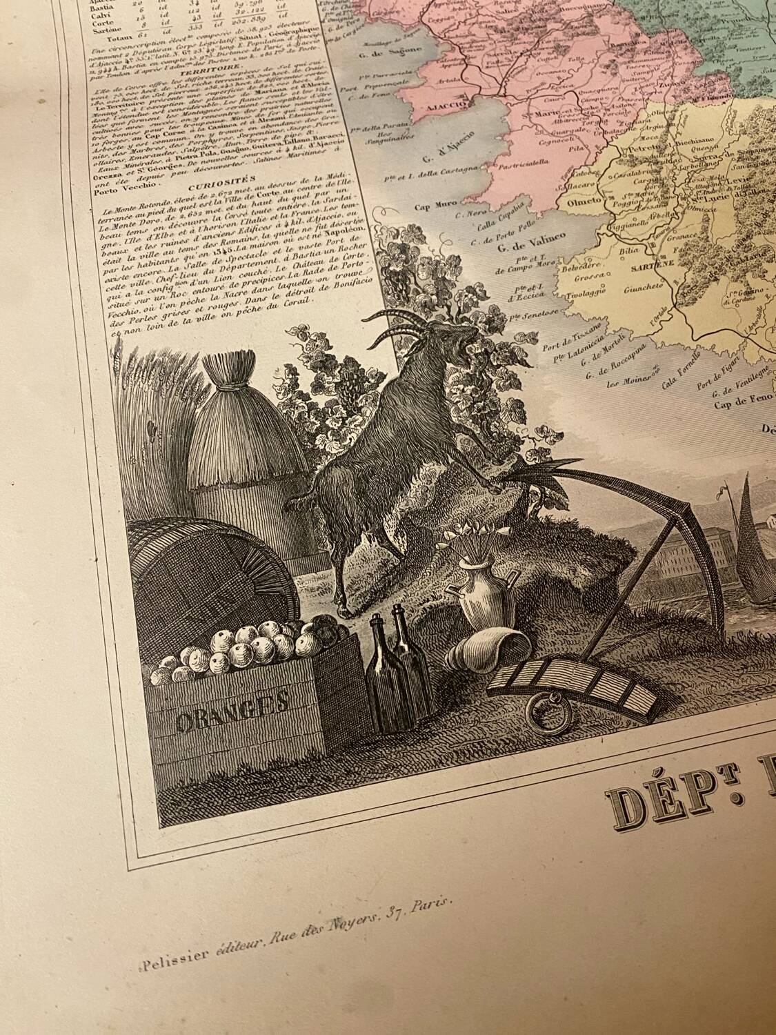 Old illustrated map of Corsica