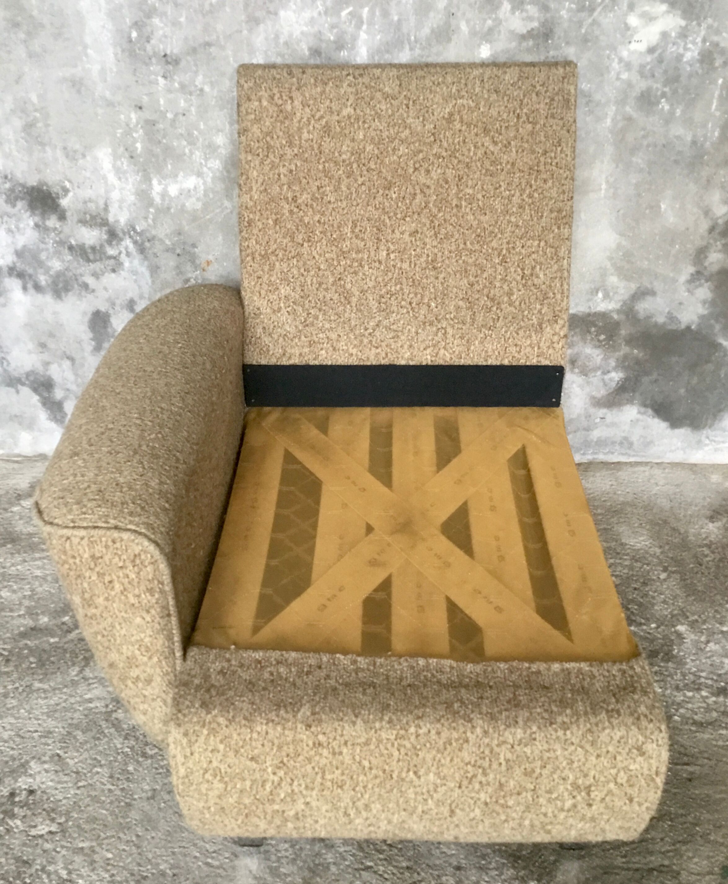 Corner sofa convertible in antique wool brand GMC seats - design 1970
