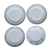 Set 4 green mismatched plates