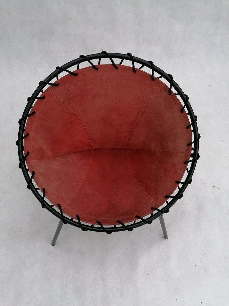 Vintage leather balloon chair, 1960s