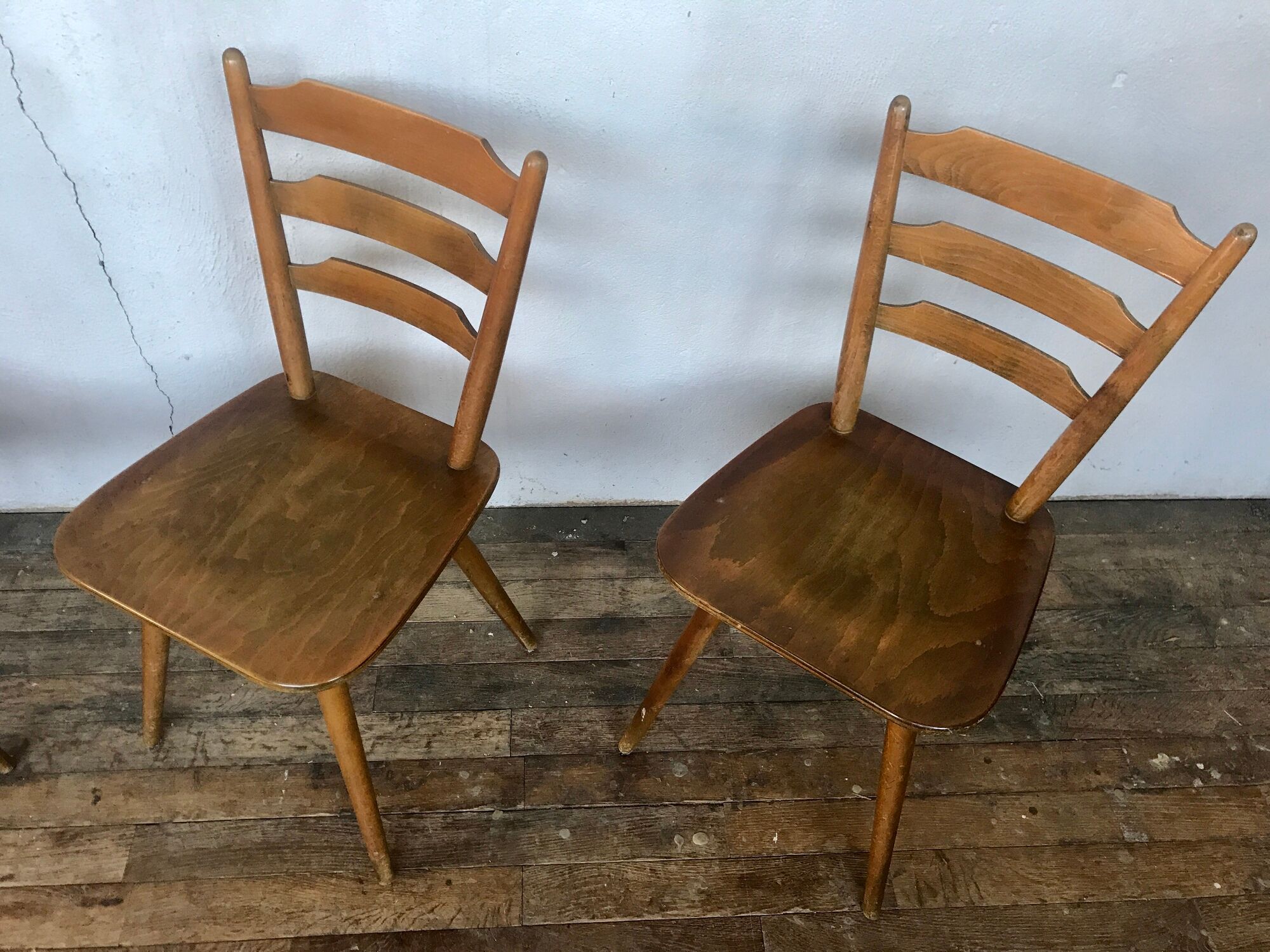 Series of 20 Scandinavian chairs or vintage wooden bistro