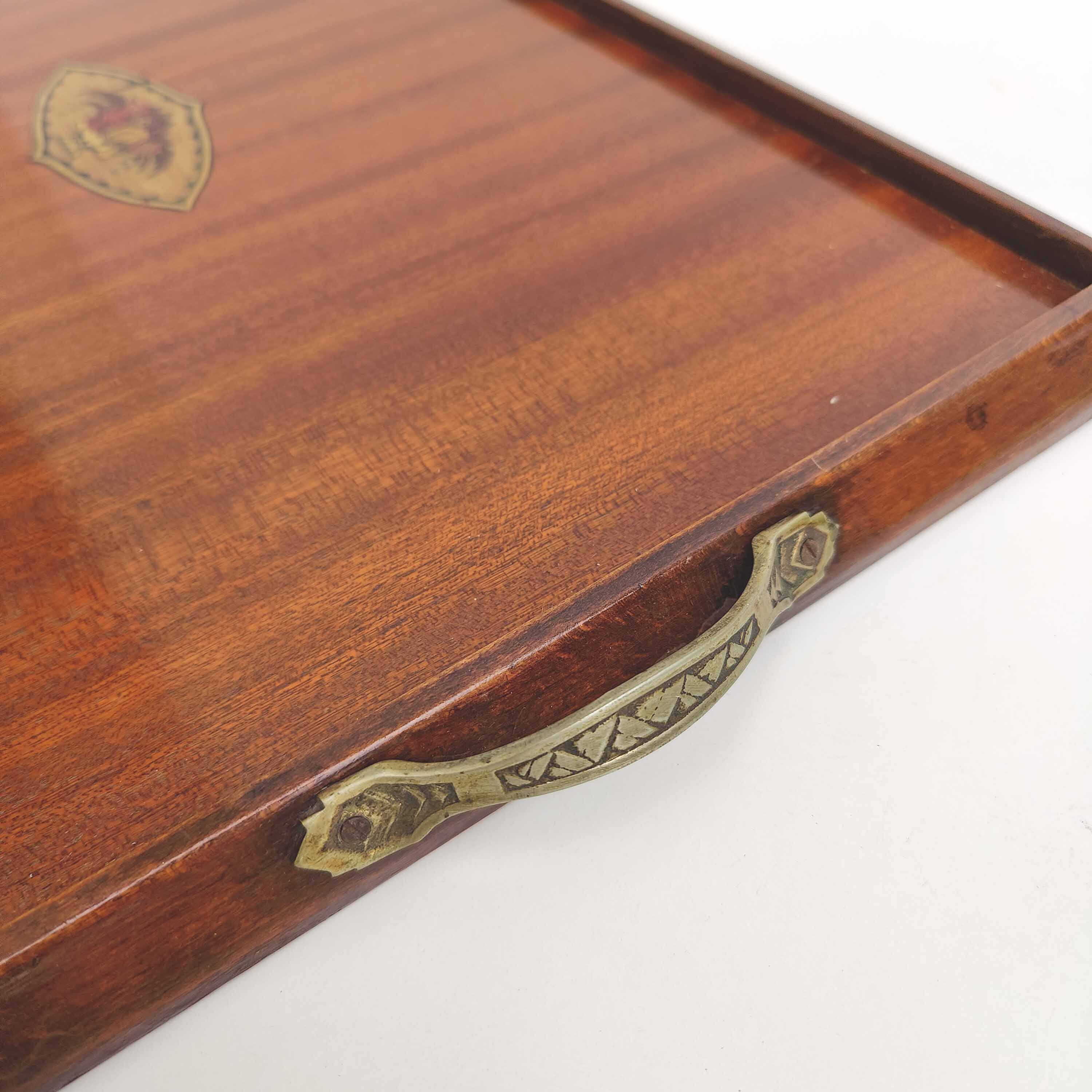 Wood and brass service tray
