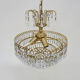 Chandeliers, brass crown ceiling lamp, 5 floors, 3 lights, glass tassels. Year 80 90