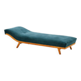 Vintage sofa bed / chaise longue with new upholstery and beautiful woodwork