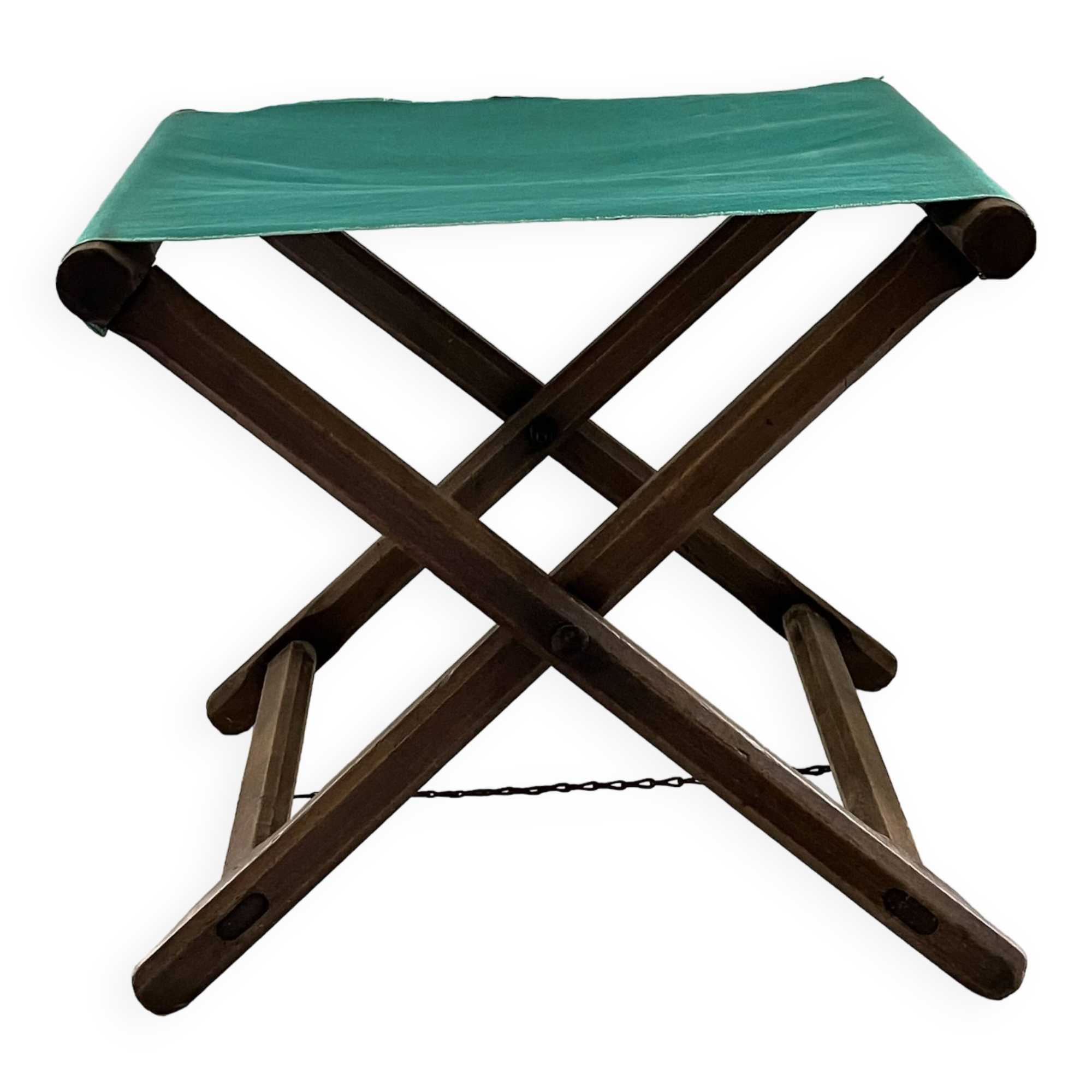Folding stool, wood and canvas seat