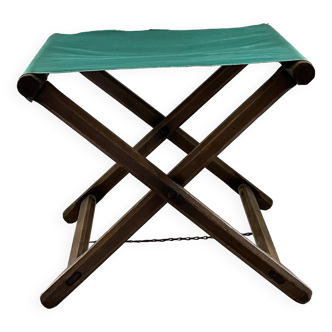 Folding stool, wood and canvas seat