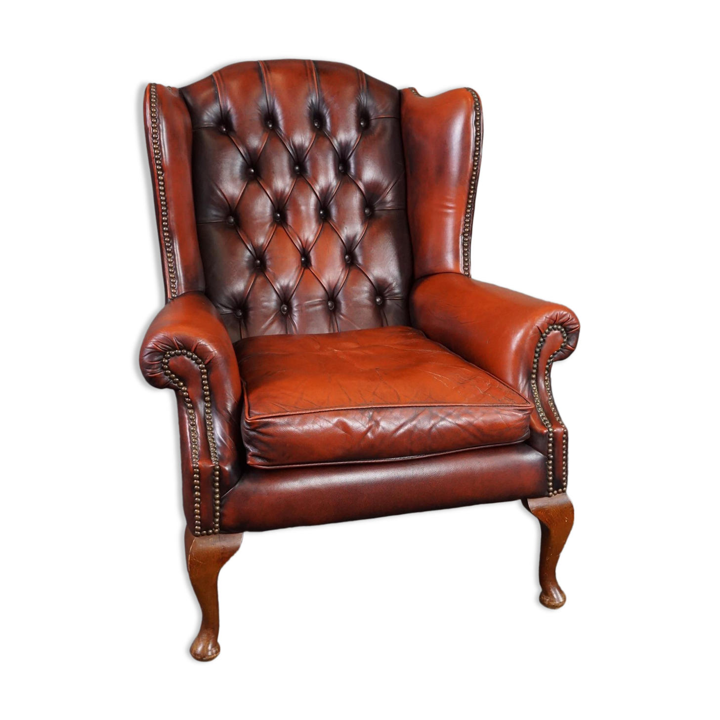 Fauteuil Chesterfield en cuir de vachette