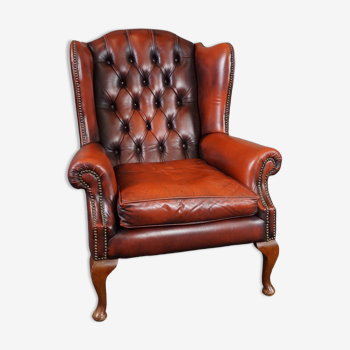 Chesterfield armchair in cowhide leather