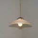 Vintage French White Opaline Glass Pendant Light Clear Glass Edge 5405