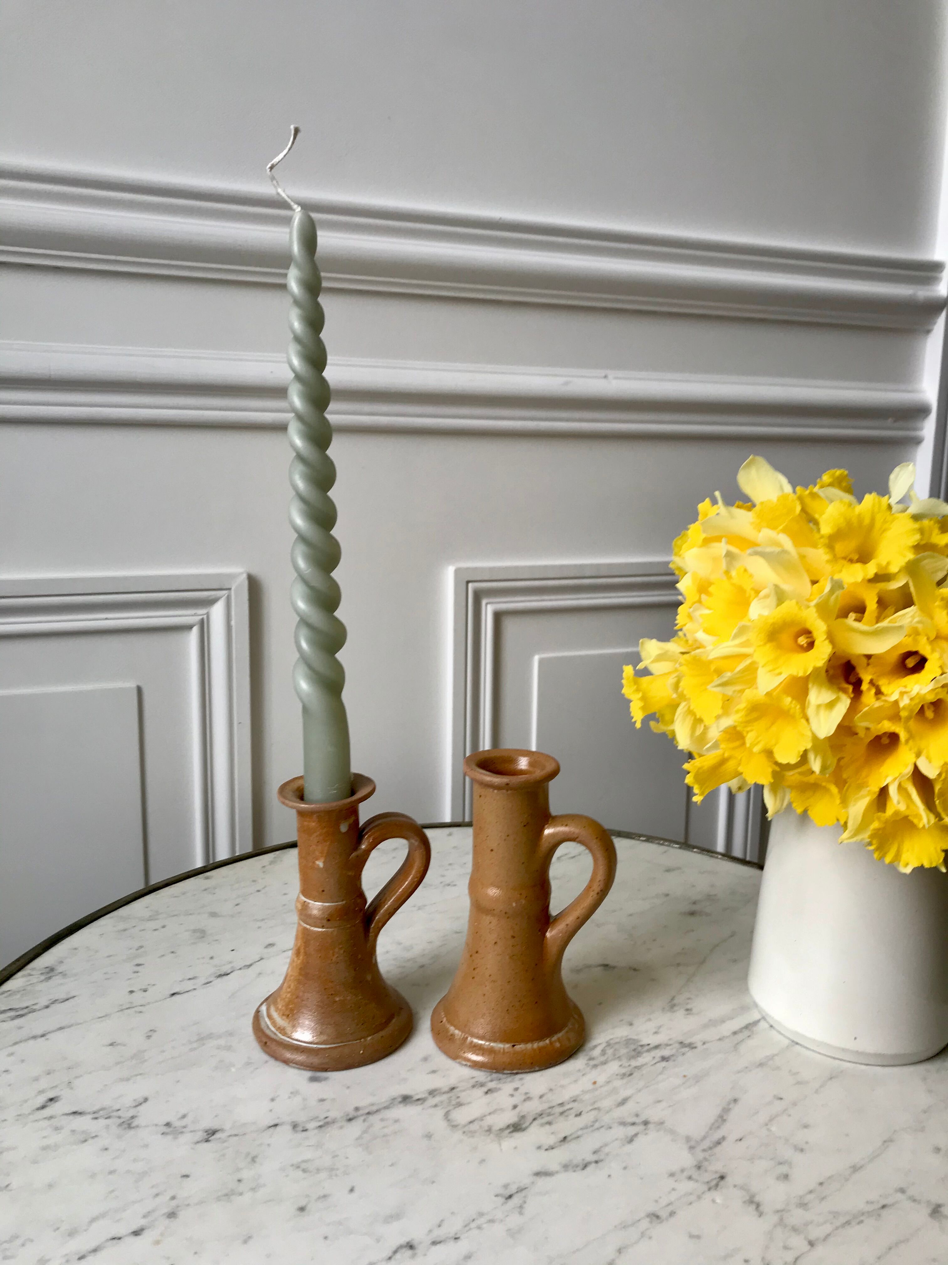 Pair of stoneware candlesticks 70s