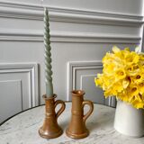 Pair of stoneware candlesticks 70s